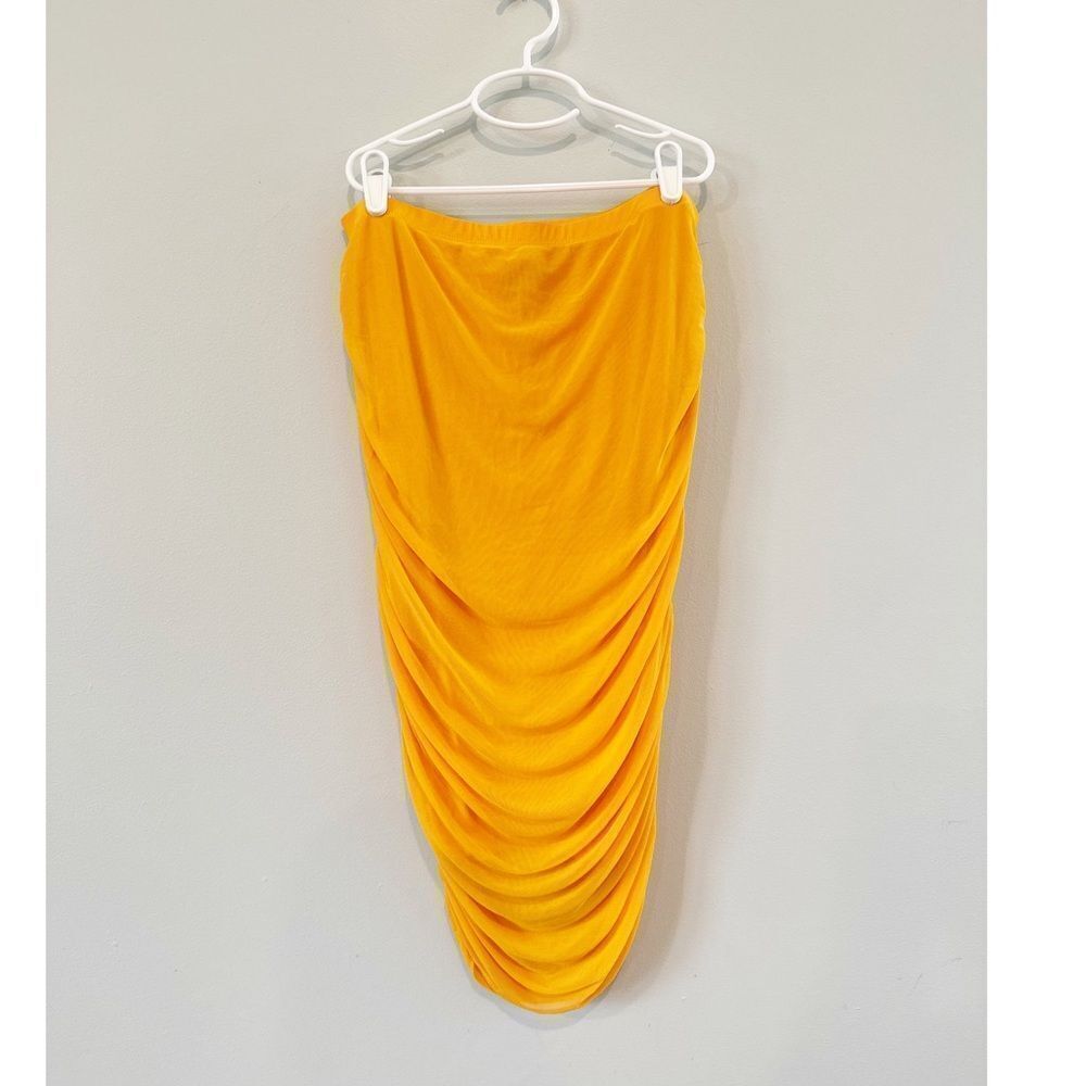House of Harlow 1960 ruched midi skirt orange